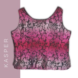 24W Shiny extra wide party tank top, cool pink, fuchsia and black metallic shine